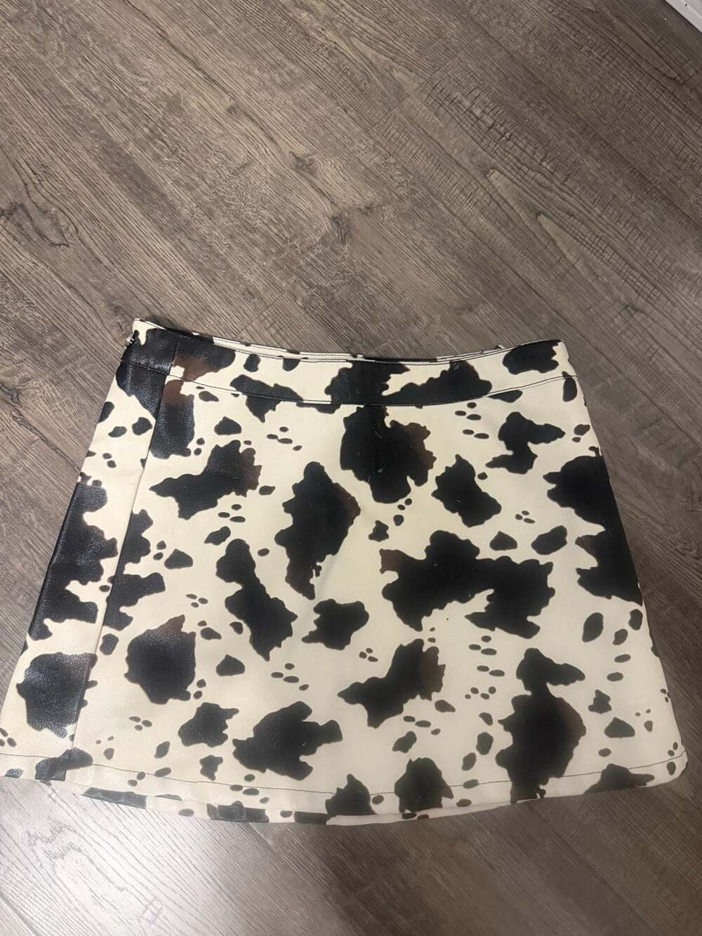 Résumé FurgusRS Cow Print Faux Leather Mini Skirt